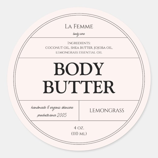 Minimal Ivory Cosmetic Skincare Product Label (Front)