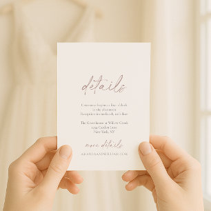 Minimal Ivory Wedding Details Card