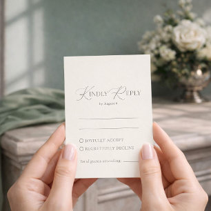 Minimal Ivory Wedding RSVP Card – Kindly Reply