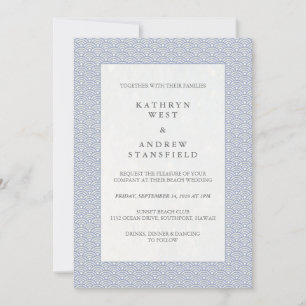 Minimal Japanese Seigaiha Waves Pattern Wedding Invitation