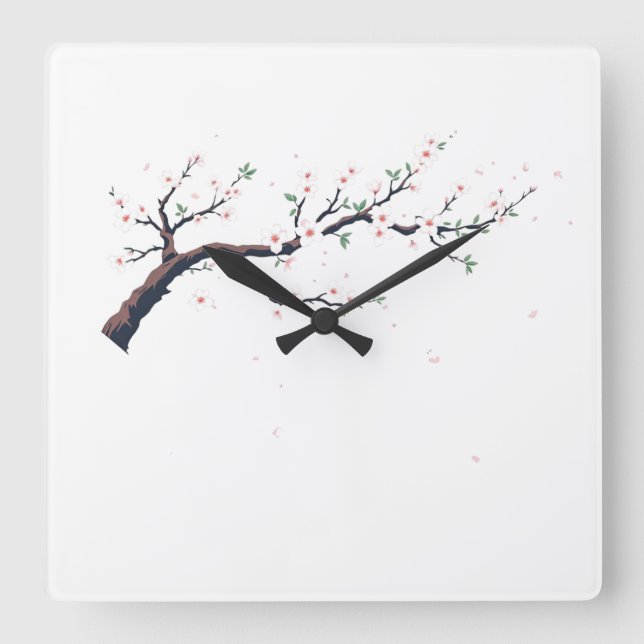 Minimal Japanese Tree Branch Wall Clock (Front)