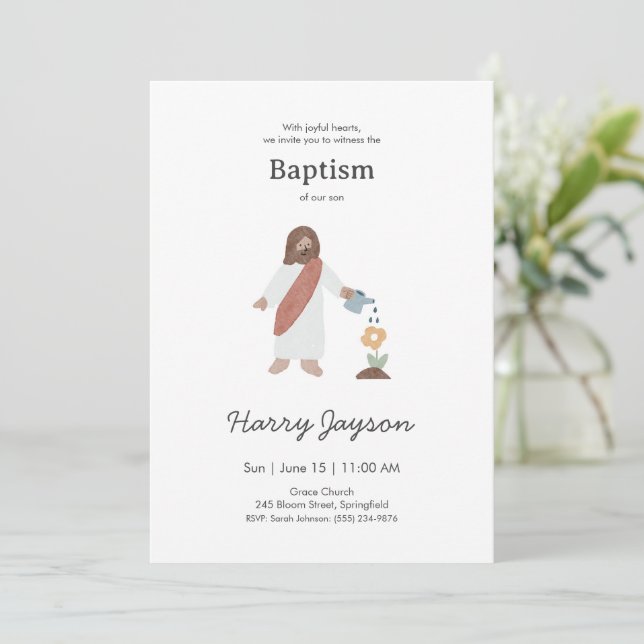 Minimal Jesus Baptism  Invitation (Standing Front)