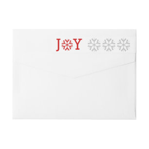Minimal Joy and snowflake red, grey Christmas Wrap Around Label