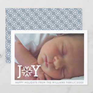 Minimal "joy" dusty blue Christmas holiday photo