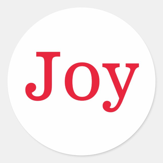 Minimal Joy Typography Design Classic Round Sticker (Front)