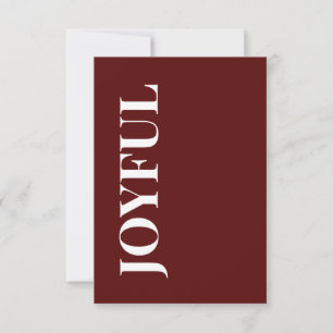 Minimal JOYFUL   Deep Red Holiday Greeting Card