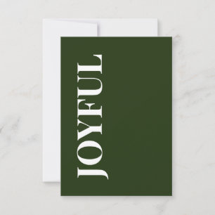 Minimal JOYFUL Forest Green Holiday Greeting Card