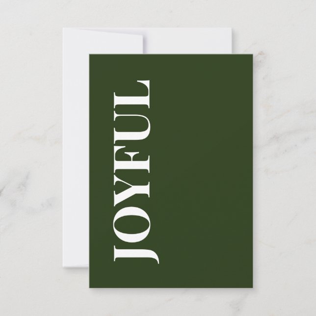 Minimal JOYFUL | Forest Green Holiday Greeting Card (Front)