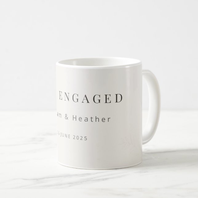 Minimal Just Engaged Mug | Modern  (Front Right)