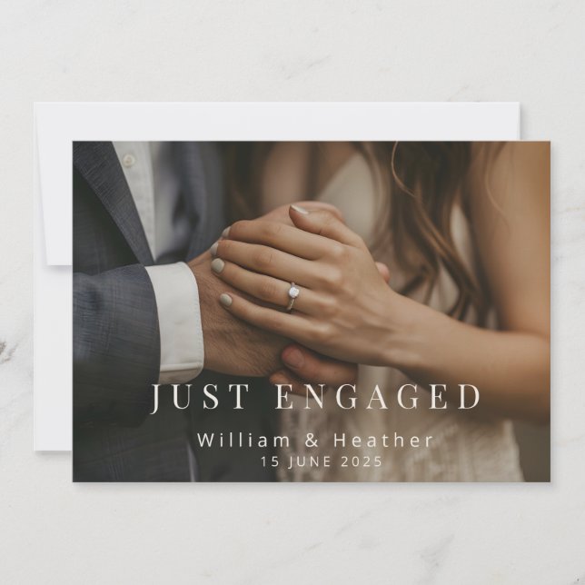 Minimal Just Engaged Photo Announcement (Front)