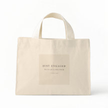 Minimal Just Engaged Tote Bag | Warm Ivory