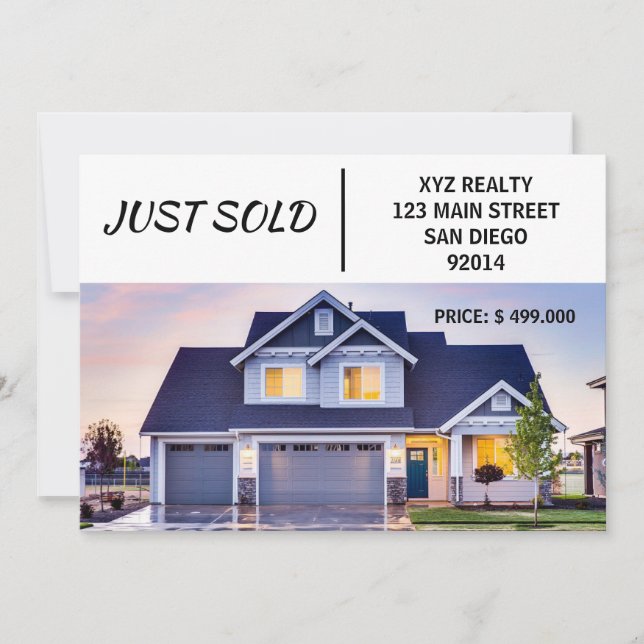Minimal Just Sold Real Estate Marketing  Announcement (Front)