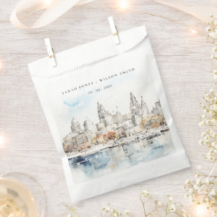 Minimal Kansas City Missouri Watercolor Wedding Favour Bags
