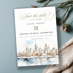 Minimal Kansas City Missouri Watercolor Wedding Save The Date