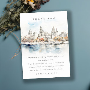 Minimal Kansas City Missouri Watercolor Wedding Thank You Card