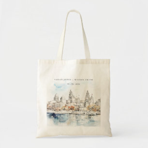 Minimal Kansas City Missouri Watercolor Wedding Tote Bag