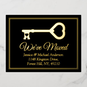 Minimal Key Change Of Address New Home Real Foil Invitation Postcard