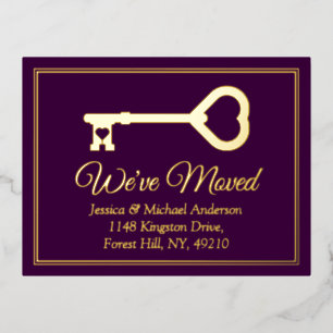Minimal Key Change Of Address New Home Real Foil Invitation Postcard