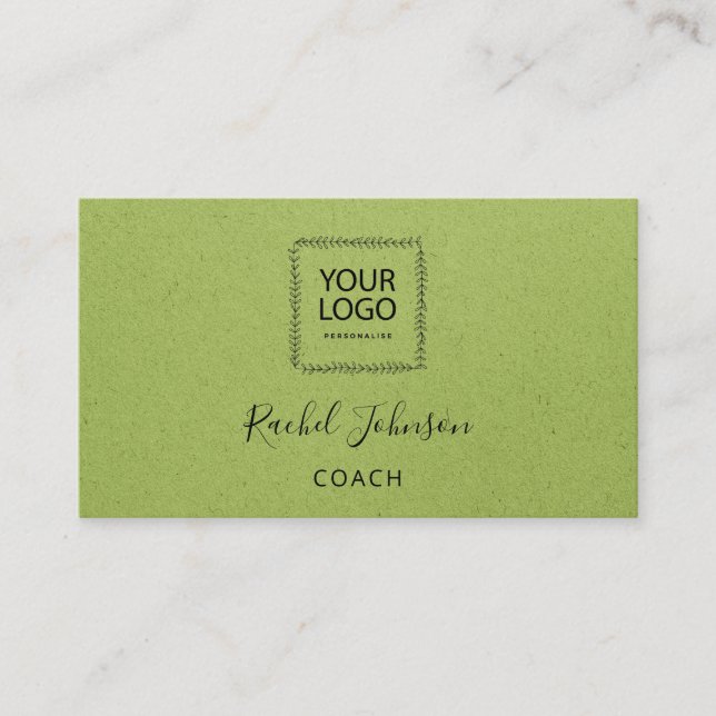 Minimal Kraft Elegant Couch Therapist Logo Red Business Card (Front)