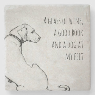 Minimal Labrador Dog Mum Quote Art Stone Coaster