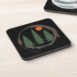 Minimal landscape pine trees forest   coaster