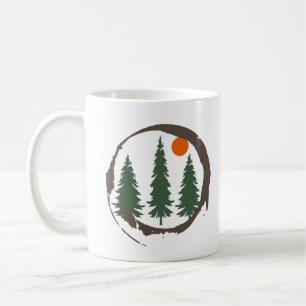 Minimal landscape pine trees forest   coffee mug
