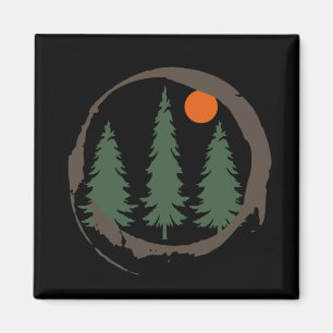 Minimal landscape pine trees forest   magnet