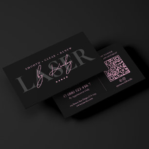 Minimal Laser Clinic Pink Black Business Card
