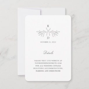 Minimal Laurel Wedding Details Enclosure Card K310