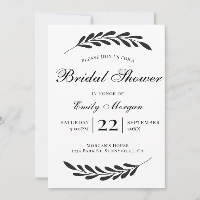 Minimal Laurel Wreath Emblem Elegant Botanical  Invitation (Front)