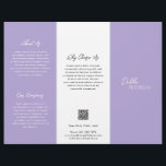 Minimal Lavender Modern Business Brochure<br><div class="desc">Modern and professional purple / lavender trifold brochure flyer featuring a simple and minimal design with your name in an elegant script and contemporary sans serif font. The template includes several divided sections for your services in a minimalist layout. The back has your contact info and optional QR code. If...</div>