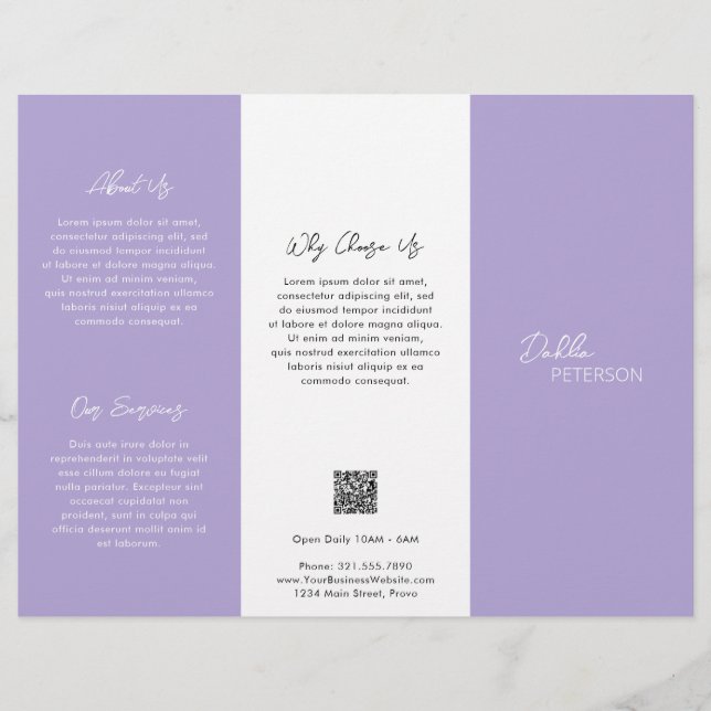 Minimal Lavender Modern Business Brochure (Front)