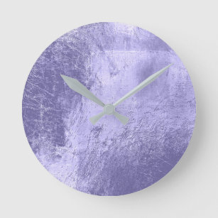 Minimal Lavender Purple Amethyst Plum Glass Round Clock