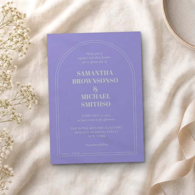 Minimal Lavender Silver Simple Wedding Invitation (Creator Uploaded)