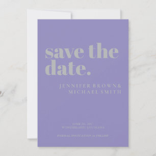 Minimal Lavender Silver Wedding Photo Calligraphic Save The Date