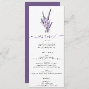Minimal Lavender Wedding Menu or Bridal Shower Invitation