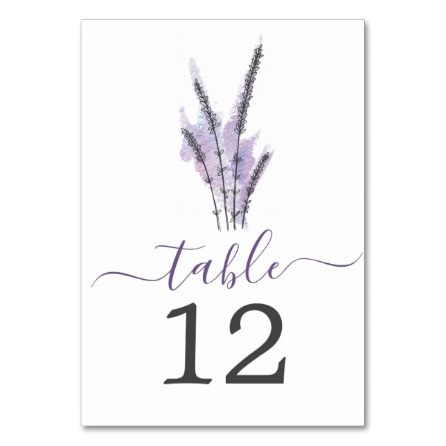 Minimal Lavender Wedding Table Numbers (Front)