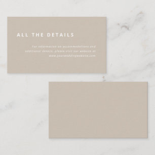 Minimal Layout Beige with White Wedding Details Enclosure Card