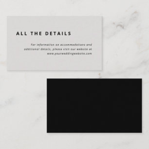 Minimal Layout Grey and Black Wedding Details Enclosure Card
