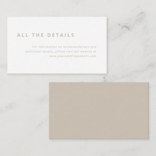 Minimal Layout White with Beige Wedding Details Enclosure Card