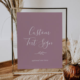 Minimal Leaf   Beige Custom Text Sign