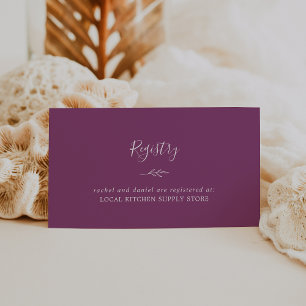 Minimal Leaf Berry Purple Gift Registry Enclosure Card
