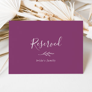Minimal Leaf   Berry Purple Reserved Sign