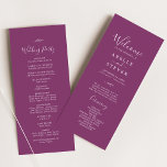 Minimal Leaf | Berry Purple Wedding Program Programme<br><div class="desc">This minimal leaf berry purple wedding program is perfect for a boho wedding. The design features a simple greenery leaf silhouette in a romantic summer violet colour with minimalist bohemian garden style. Include the name of the couple, the wedding date and location, thank you message, order of service, wedding party...</div>