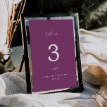 Minimal Leaf | Berry Purple Wedding Table Number<br><div class="desc">This minimal leaf berry purple wedding table number is perfect for a boho wedding. The design features a simple greenery leaf silhouette in a romantic summer violet colour with minimalist bohemian garden style. The card prints on the front and back (double-sided). Items are printed exactly as they appear on your...</div>