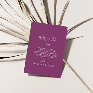 Minimal Leaf Berry Purple Wedding Wishing Well Enclosure Card