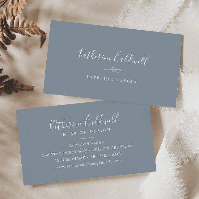 Minimal Leaf | Blue and White Business Card (Creator Uploaded)