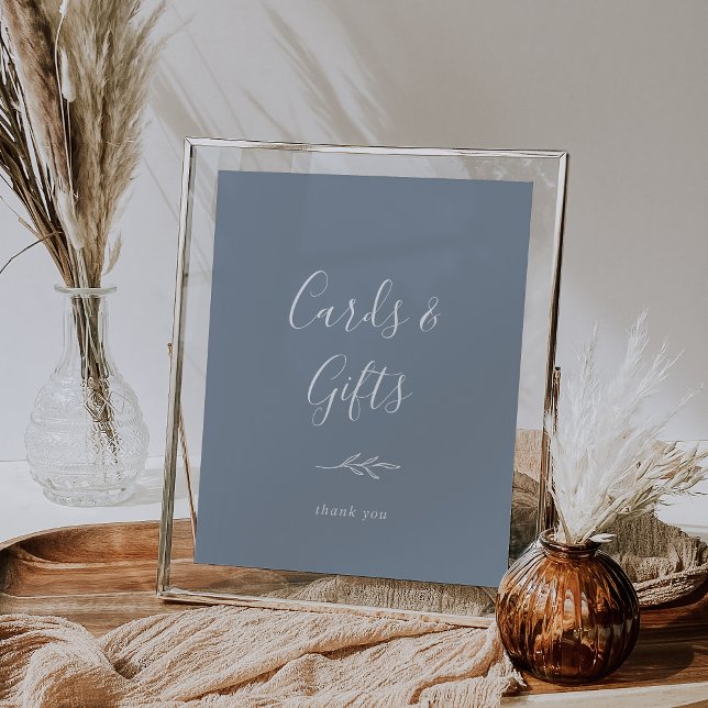 Minimal Leaf | Blue and White Cards and Gifts Poster (Creator Uploaded)