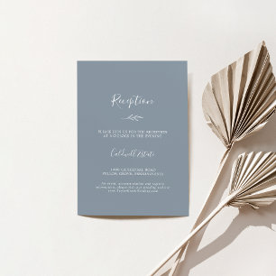 Minimal Leaf Blue and White Reception Enclosure Card