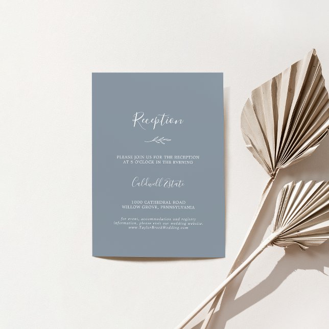 Minimal Leaf | Blue and White Reception Enclosure Card (Creator Uploaded)